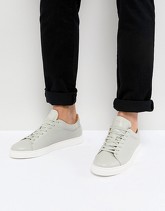 Selected Homme - Sneakers in pelle grigie con suola bianca - Grigio