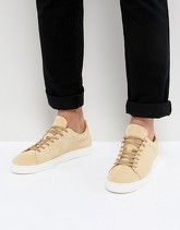 Selected Homme - Sneakers sabbia scamosciate con suola bianca - Beige