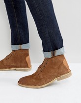 ASOS - Desert boots scamosciati color cuoio con dettagli in pelle - Pianta larga disponibile - Cuoio
