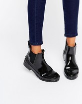 Hunter Original - Stivali da pioggia Chelsea nero lucido rifiniti - Nero