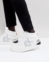 Armani Exchange - AX - Sneakers alte traforate bianche con logo - Bianco