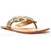 Sandali Apepazza SCARPE SANDALO INFRADITO BASSO PELLE MARRONE PERLINE COLORATE