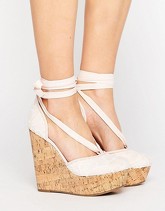 ASOS - OCEANA - Zeppe con allacciatura sulla gamba - Beige
