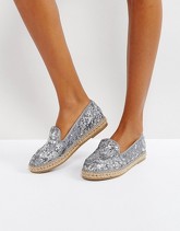 ASOS - JUPE - Espadrilles con paillettes - Argento