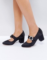 ASOS - SUNSHINE - Scarpe con tacco medio e fibbia con gioielli - Nero