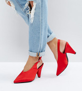 New Look Wide Fit - Décolleté accollate con tacco a cono e cinturino posteriore - Rosso