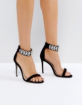 PrettyLittleThing - Sandali gioiello con tacco - Nero