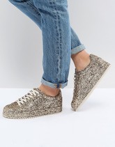 Stradivarius - Sneakers glitterate - Oro