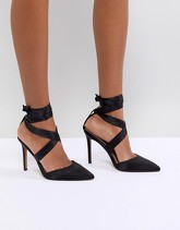 ASOS - PINOT - Scarpe con tacco in raso con allacciatura - Nero