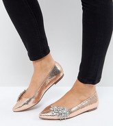 ASOS VIVID - Ballerine a pianta larga decorate - Oro