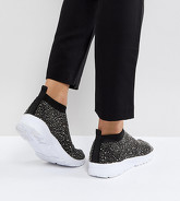 ASOS - DUSK - Sneakers decorate con calzino - Nero