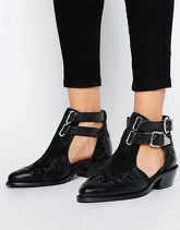 ASOS - ARROW - Stivaletti stile in pelle western con cut-out - Nero