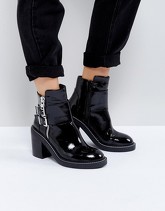 ASOS - ELABY - Stivaletti con tacco in pelle verniciata - Nero