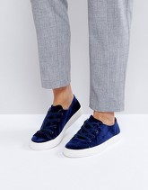 London Rebel - Scarpa da ginnastica stringate in velluto - Navy