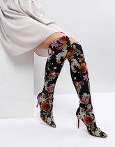 Miss Selfridge - Stivali cuissard con stampa a fiori - Multicolore