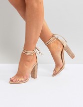 Public Desire - Fatale - Sandali con tacco brillantinato - Beige