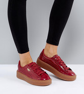 Puma - Scarpe stile basket bordeaux verniciato con plateau e suola in gomma - Rosso