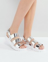 ASOS - FROU - Sandali piatti di gomma - Argento