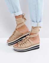 ASOS - TAKE DOWN - Espadrillas da annodare alla caviglia - Beige