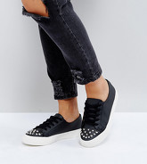 ASOS DANGEROUS - Scarpe da ginnastica stringate a pianta larga con borchie - Nero
