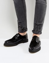 ASOS - Scarpe stringate in pelle nera con suola stile creeper - Nero