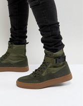 ASOS - Scarpe da ginnastica alte kaki con suola in gomma - Verde