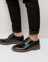 Base London - Woburn - Scarpe brogue in pelle extra lucida - Nero