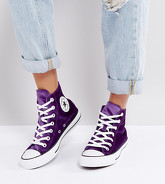 Converse Chuck Taylor - Scarpe da ginnastica alte in velluto viola - Viola