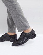 HUGO - Appeal - Scarpe Oxford stringate nere in pelle con borchie - Nero