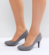 New Look Wide Fit - Décolleté in camoscio sintetico con punta tonda e tacco medio - Grigio