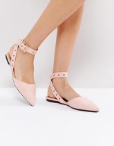 RAID - Lorrie - Scarpe piatte rosa con cinturino avvolgente alla caviglia - Beige