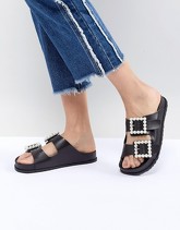 Steve Madden - Nora - Slider con fibbia e perle - Nero