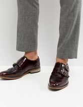 ASOS - Scarpe con fibbie in pelle bordeaux con suola naturale - Rosso