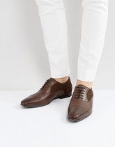 ASOS - Scarpe Oxford in pelle marrone con pannelli scamosciati - Marrone