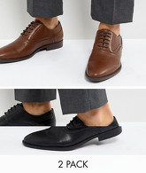 ASOS - Confezione da 2 paia di scarpe stringate nero e cuoio - RISPARMIA - Multicolore