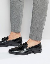 ASOS - Mocassini brogue in pelle nera con nappine - Nero