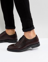 ASOS - Scarpe derby stringate bordeaux in pelle traforata con suola zigrinata - Rosso