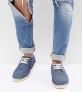 ASOS DESIGN - Espadrilles pianta larga stringate in chambray blu denim - Blu