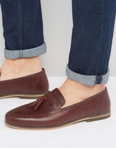 ASOS - Mocassini in pelle bordeaux con nappe - Rosso