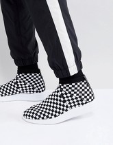 ASOS - Sneakers alte a calza a scacchi - Bianco