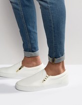 ASOS DESIGN - Scarpe in pelle vegan senza lacci bianche con zip - Bianco