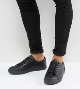 ASOS DESIGN - Sneakers in pelle vegan nere a pianta larga - Nero