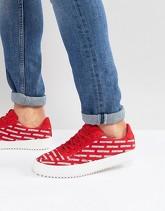 Bershka - Sneakers rosse con scritte stampate - Rosso
