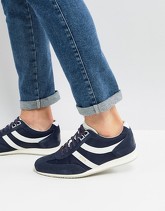 BOSS - Sneakers in misto camoscio e nylon blu navy - Navy