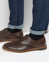 Frank Wright - Scarpe brogue zigrinate in pelle marrone - Marrone