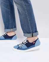 Levis - Malibu - Scarpe da ginnastica di tela stringate in denim effetto patchwork - Blu