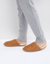 River Island - Pantofole cuoio con interno in sherpa - Cuoio