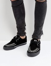 T.U.K - VLK - Sneakers creeper scamosciate con anello a D - Nero