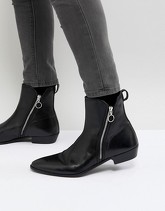 Walk London - Rocky - Stivaletti neri in pelle con zip - Nero