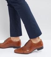 ASOS - Scarpe Oxford a pianta larga in pelle color cuoio con punta - Cuoio